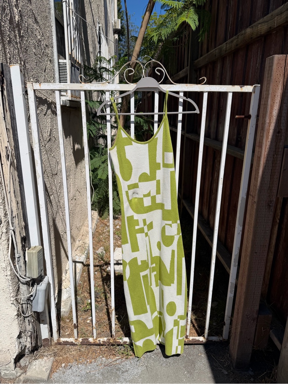 Peppermayo Lime Green and White Graphic Maxi Dress